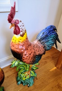 lot 150 image: Large Ceramic Hen and Rooster