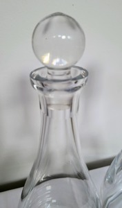 lot 177 image: Pair of Pottery Barn Teardrop Decanters