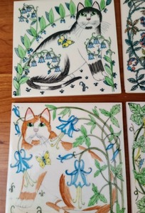 lot 202 image: Decorative Cat Tiles by Linda Douglas