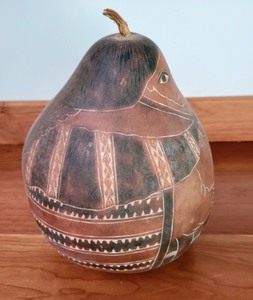 lot 209 image: EtchedCarved Peruvian Gourd
