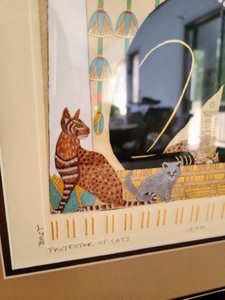 lot 214 image: Framed Protector of Cats Print by Fleck