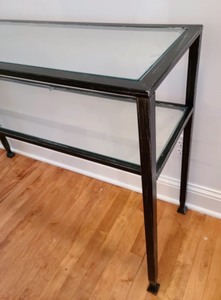 lot 226 image: Glass Topped Console Table with Black Metal Base