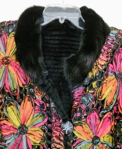 lot 337 image: Colorful Silk and Rabbit Fur Jacket