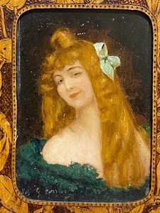 lot 113 image: Antique Portrait Painted on Wood