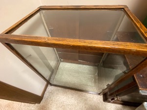 lot 105 image: Vintage Wood Frame Glass Display Case