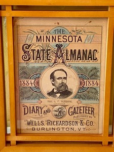 lot 98 image: Framed 1884 Minnesota State Almanac