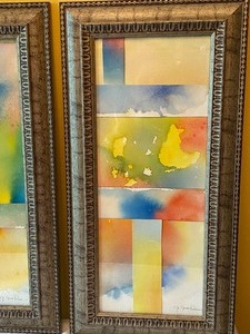 lot 87 image: Pair of Framed Abstract Watercolor Paintings