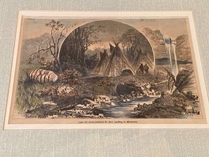 lot 21 image: Hand Colored Steel Engraving Circa 1881 Indian Villages Near Fort Snelling