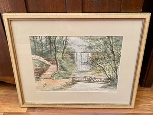 lot 20 image: Framed Watercolor Painting of Minnehaha Falls