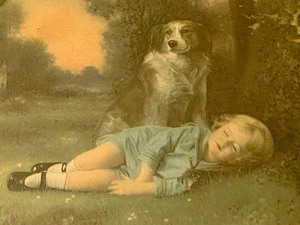 lot 240 image: Adorable Vintage Print Safely Guarded