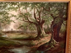 lot 5 image: Antique Oil on Canvas Painting Entitled Eternal Forest