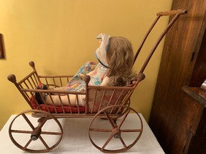 lot 155 image: Antique Doll Stroller and Doll