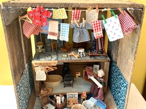 lot 167 image: Dollhouse Diorama - Seamstress Themed