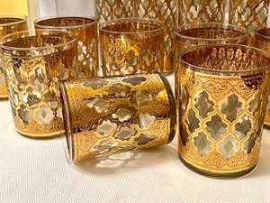 lot 288 image: Stunning Culver 22K Vintage Low and Highball Tumblers