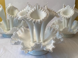 lot 245 image: Three Milk Glass Epergnes