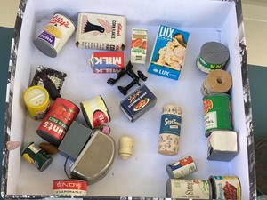 lot 409 image: Miniature Dollhouse Products including Canned Libby Products