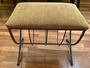 lot 417 image: Bench with Upholstered Seat with Metal Base