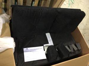 lot 7 image: Harvard 31.5 in. Black Microfiber 2-Seater Loveseat with Flared Arms by Lifestyle Solutions Customer Returns See Pictures