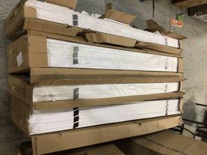 lot 18 image: Lot of 4 7 ft. White Do It Yourself Canvas 8-Panel Room Divider by Oriental Furniture Customer Returns See Pictures