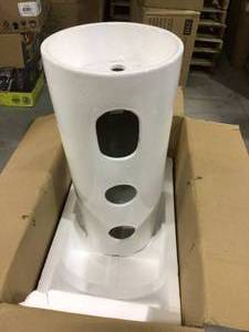 lot 40 image: Monaco Circular Basin Pedestal Sink in Glossy White by Swiss Madison Customer Returns See Pictures