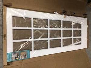 lot 50 image: 32 in. x 80 in. Clear Glass 15-Lite True Divided White Finished Solid French Interior Door Slab by eightdoors