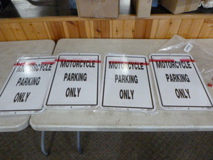 lot 102 image: 4 Motorcycle Parking Only Signs