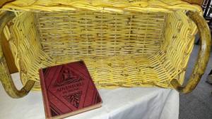 lot 80 image: Heavy Duty Wicker Basket and 1931 Song Book.