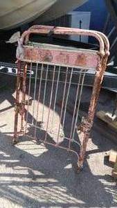 lot 116 image: Vintage Metal Crib Circa 1930s. 5 Pieces total, great for garden or project.
