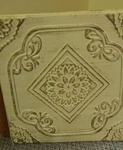 lot 108 image: White Colored Craft Ceiling Wall Tiles (12)