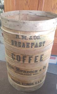 lot 123 image: Vintage R.M. & Co. Coffee Bean  Barrell.