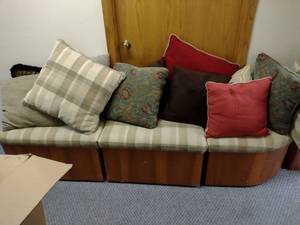 lot 158 image: Bench Ottoman Cloth Covered Storage (3)