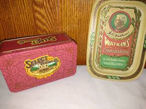 lot 191 image: Decorative Tins, Watkins and wire baskets.