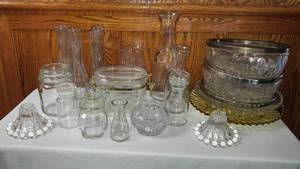 lot 245 image: Vintage Clear Glass Storage and more.