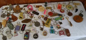 lot 294 image: Large Lot of Key Chains. Deer Skin Buffalo Horn and more.