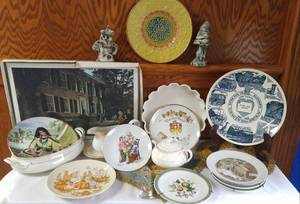 lot 797 image: Collection Misc. Collectors Plates, Quiche Dish, Serving Pieces and more.
