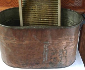 lot 804 image: Vintage Copper Wash Tub and Wash Board.