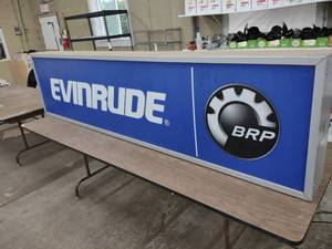 lot 327 image: Evinrude Sign, 98x24x8, Needs Bulb...