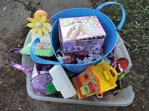 lot 49 image: Bin Filled with Toys including Barbie Items