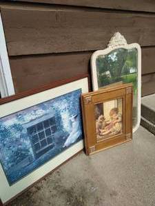 lot 145 image: Framed Art and Mirror