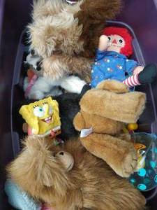 lot 158 image: 3 bins of Stuffed Animals