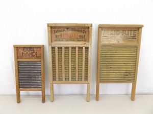 lot 12 image: Lot of 3 Antique Wood Washboards