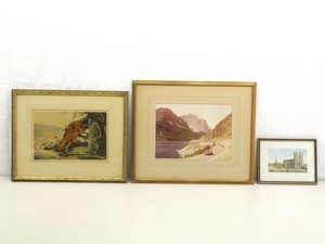 lot 28 image: 3 Vintage Wood Framed Prints etc.