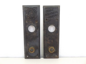 lot 32 image: 2 Antique Northern Pacific and Great Northern Railway James J. Hill Door Plates