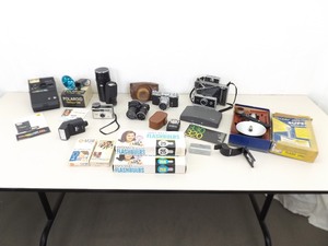 lot 40 image: Lot of Vintage Cameras, Polaroid, Lenses, etc.