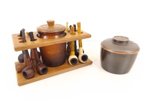 lot 54 image: Lot of Vintage Pipes, Stand, and Humidor