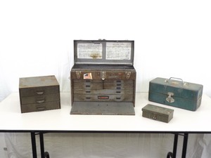 lot 81 image: Lot of Misc Vintage Metal Machinist etc. Tool Boxes