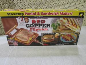 lot 99 image: (F-0) Red Copper Stovetop Panini & ...