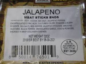 lot 283 image: (B-3) 2 Packs of Jalapeno Meat Stic...