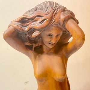 lot 2 image: Nude Carved Wooden Sculpture