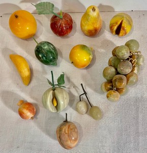lot 193 image: Marble Fruit in a Marble Bowl